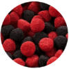 Mures perlées rouges et noires. Bonbon gélatineux avec un bon goût de fruits et des petites billes de perlage bien croquantes.