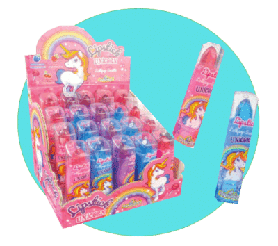 Bonbon rouge à lèvres parfum framboise, fraise, cerise