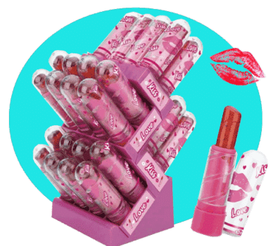 bonbon sucette rouge à lèvres fizzy