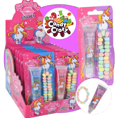 set gloss et bracelet bonbon licorne