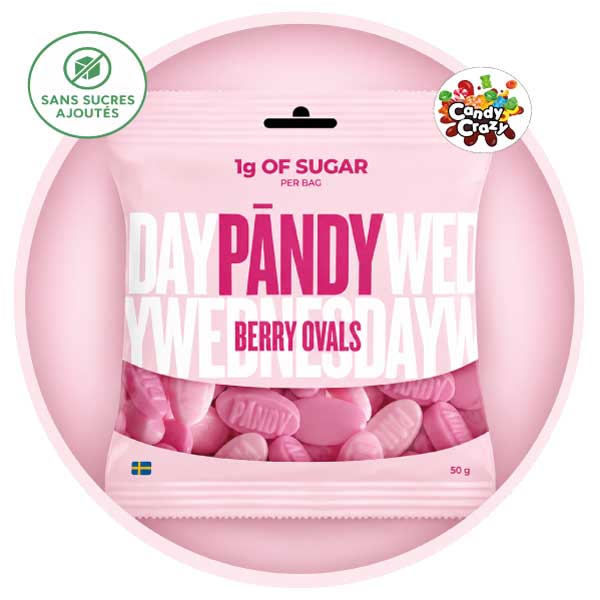 pandy berry ovals bonbon sans sucres ajoutés