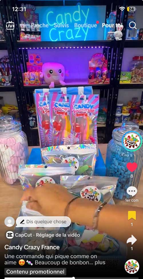 Préparation d'une commande CandyCrazy filmée pour les réseaux sociaux