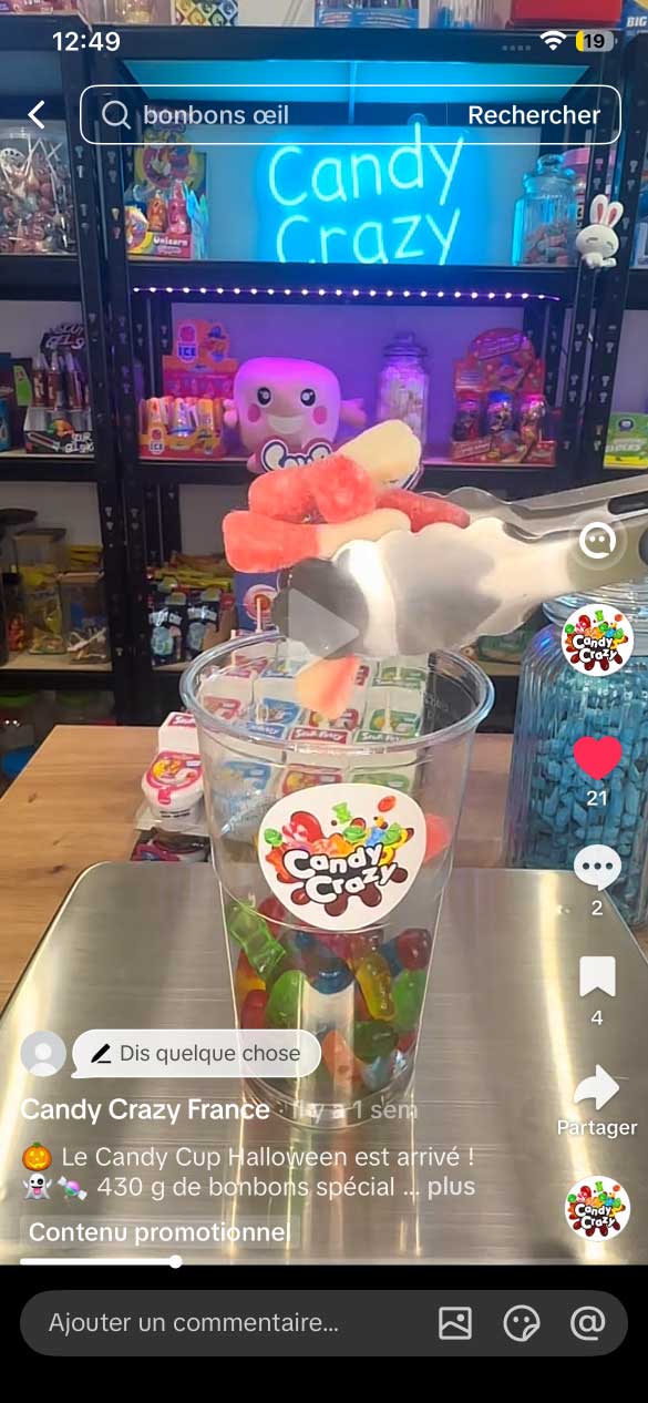 Présentation d'une commande CandyCrazy en vidéo sur TikTok