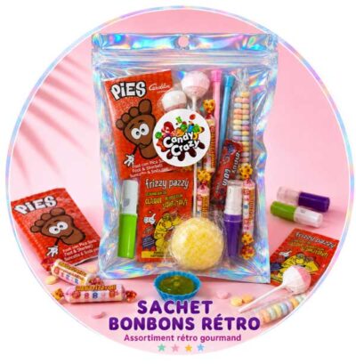 sachet de bonbons rétros années 80 bonbons de notre enfance