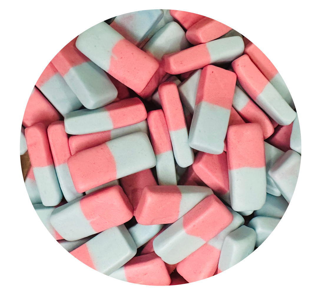 Bonbons Squashies roses et bleus en vrac