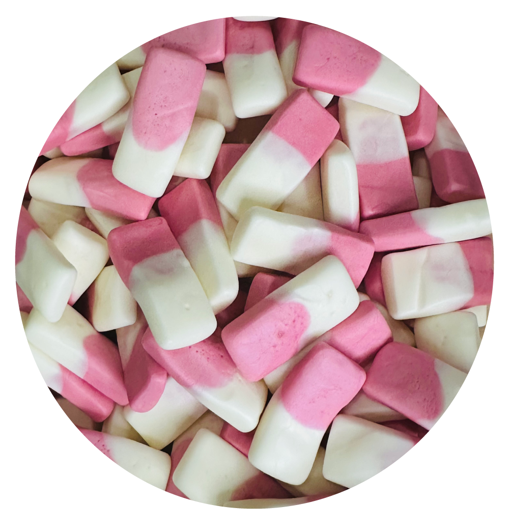 Bonbons Squashies roses et blancs en vrac
