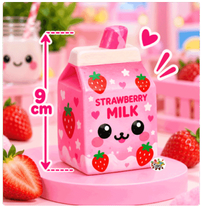 squishy strawberry milk briquettes de lait